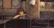 Fernand Khnopff I lock my dorr upon myself France oil painting artist